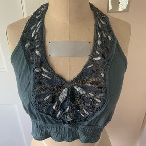 Free people beaded halter top M